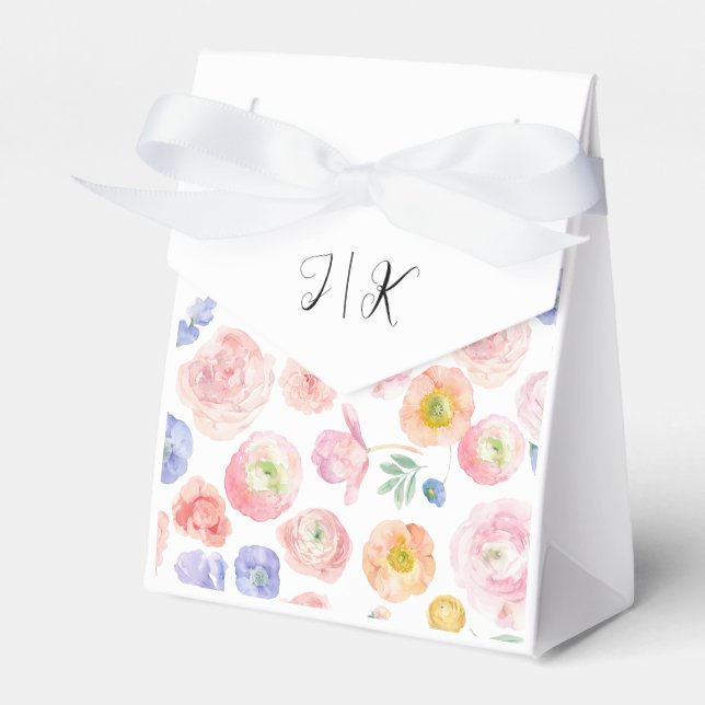 Vår Watercolor Blommigt Bröllop Presentaskar (Framsidan Sidan)