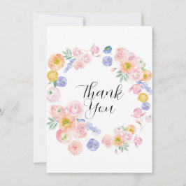 Vår Watercolor Blommigt Bröllop Tack Kort