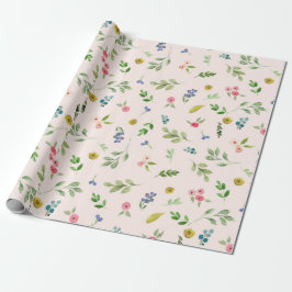 Vår Watercolor Blommigt Bröllop Wrapping Papper Presentpapper