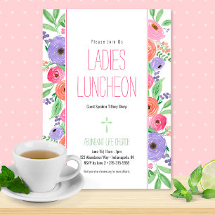 Vår Watercolor Blommigt Dam Church Luncheon Inbjudningar