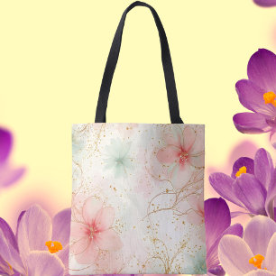 Vår Watercolor Blommigt Garden Tygkasse