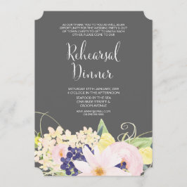 Vår Watercolor Blommigt Rehearsal Dinner Inbjudan