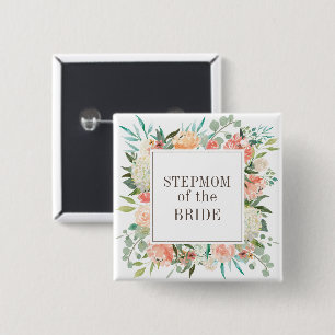 Vår Watercolor Blommigt Stepmamma Knapp