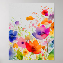 Vår Watercolor-blommor, Nature Älskare Poster