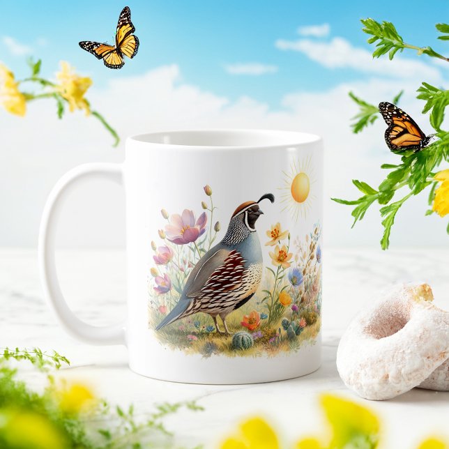 Vår Watercolor California Quail - Kid Mugg (Skapare uppladdad)