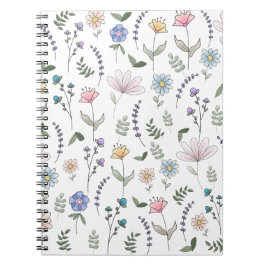 Vår Watercolor Doodle Flowers Anteckningsbok