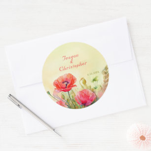 Vår Watercolor Flower Boho Bröllop Runt Klistermärke
