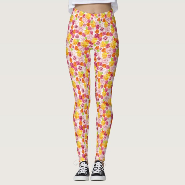 Vår Watercolor Flowers Leggings (Framsida)