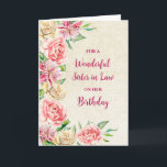 Vår Watercolor Flowers Sister in Law Birthday Kort<br><div class="desc">Födelsedag för syster i juridik med vintage färgstarka vattenfärgade blommor och tankfull vers.</div>