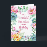 Vår Watercolor Flowers Sister in Law Birthday Kort<br><div class="desc">Födelsedag för syster i juridik med vintage färgstarka vattenfärgade blommor och tankfull vers.</div>