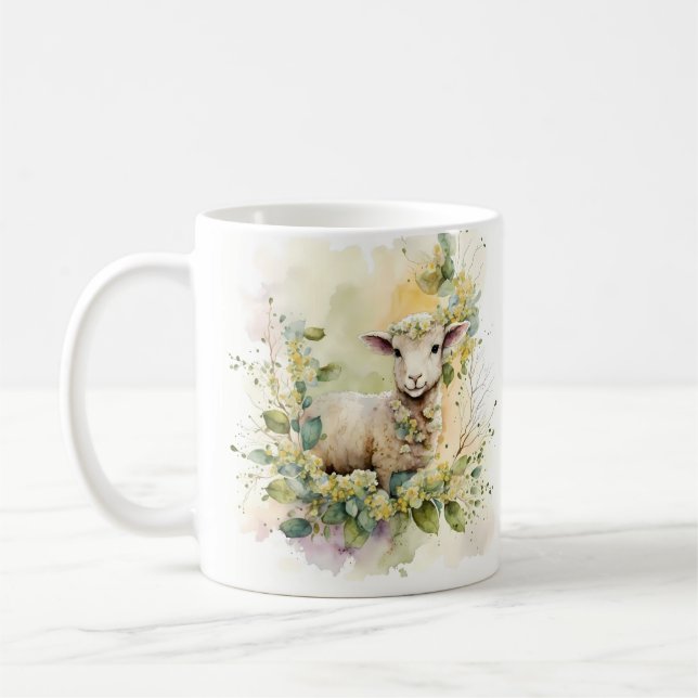 Vår Watercolor Lamb Kaffemugg (Vänster)