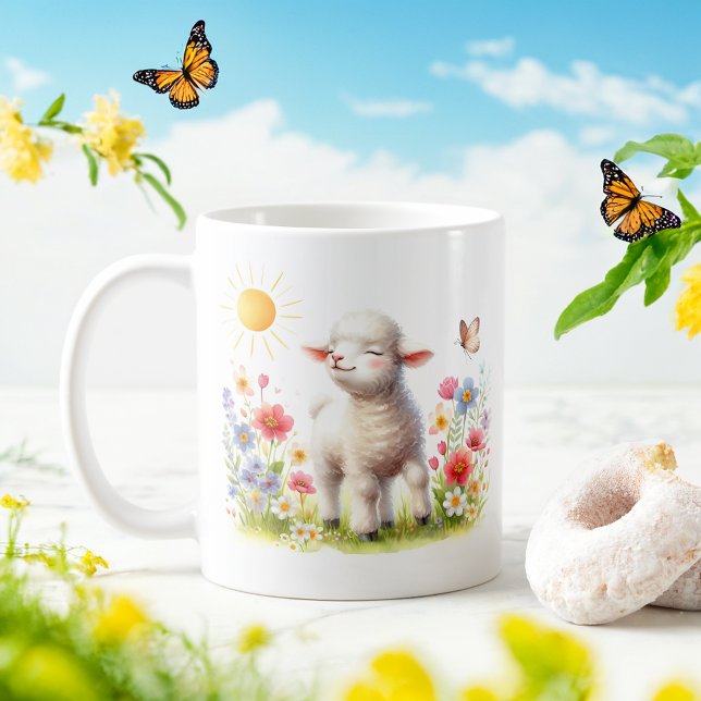 Vår Watercolor Lamb - Kid Mugg (Skapare uppladdad)