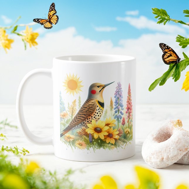 Vår Watercolor Northern Flicker - Kaffemugg (Skapare uppladdad)