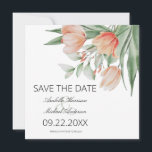 Vår Watercolor Peachy Blommigt Spara Datumet<br><div class="desc">Vår bröllop sparar datumkorten,  med elegantens peachyskuggor av orange i blommigtar,  tulpaner och botaniska grejer. Utformningen har en modern bröllop spara datum-mall som lätt kan anpassas. Du kan ändra alla teckensnitt,  stilar och färg genom att klicka på den anpassade länken efter anpassning. .</div>