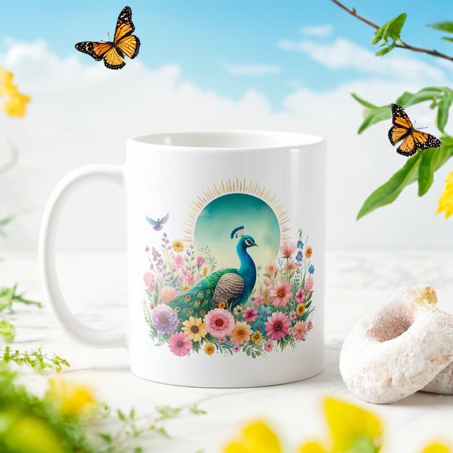 Vår Watercolor Peacock - Kid Mugg (Skapare uppladdad)