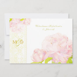 Vår Watercolor Peony Blommigt Bröllop Inbjudningar