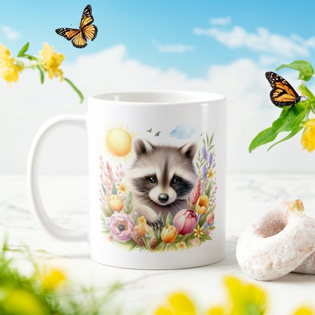 Vår Watercolor Raccoon - Customized Kid Mugg (Skapare uppladdad)