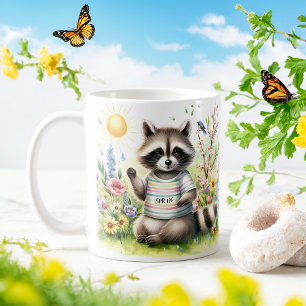 Vår Watercolor Raccoon - Customized Kid Mugg
