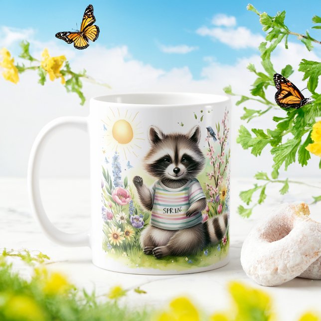 Vår Watercolor Raccoon - Customized Kid Mugg (Skapare uppladdad)