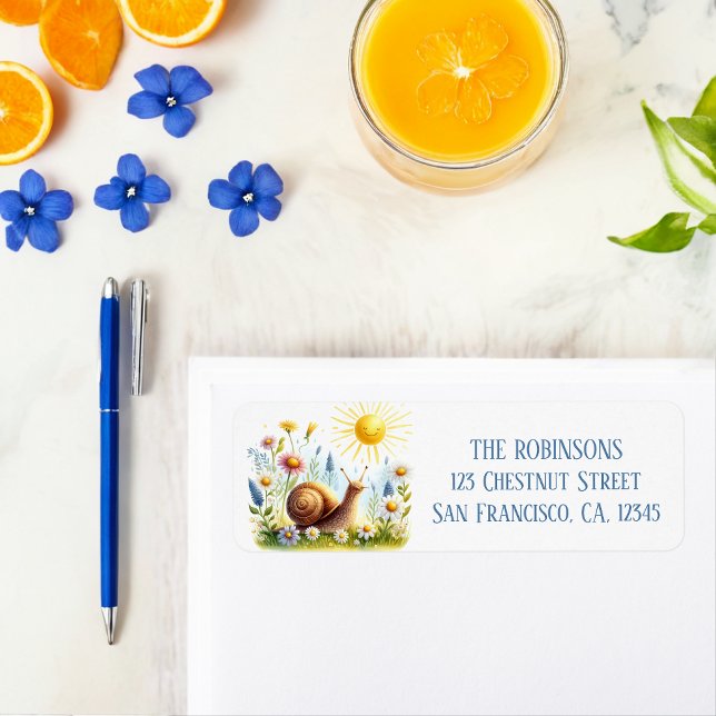 Vår Watercolor Snigel Returadress Returadress Etikett (Skapare uppladdad)