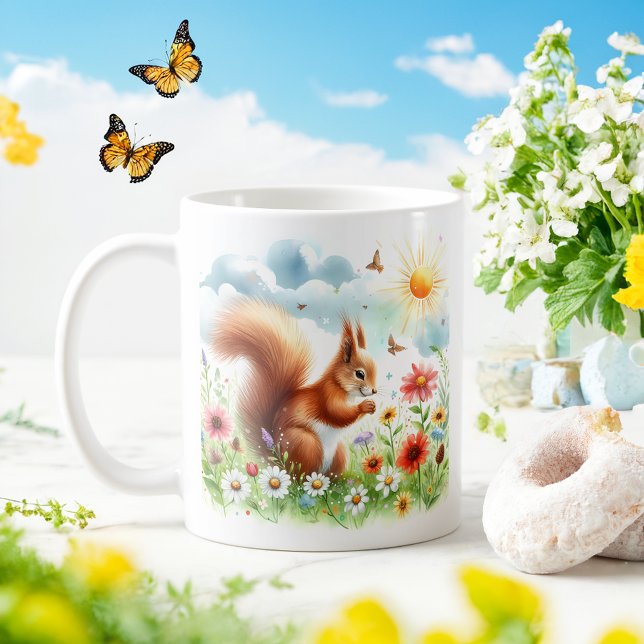 Vår Watercolor Squirrel - Customized Kid Mugg (Skapare uppladdad)