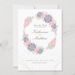 Vår Watercolor Succulents Bröllop spara datum Datumet