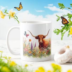Vår Watercolor Texas Longhorn Kaffemugg