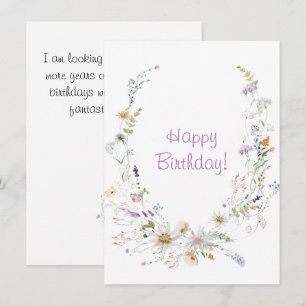 Vår Watercolor Wildblommor Grattis på födelsedagen