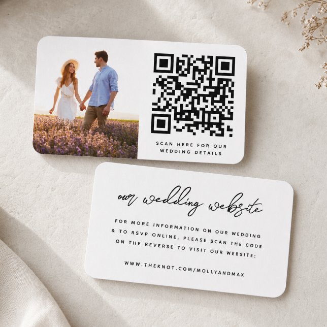 Vår webbplats Bröllop | QR-kod - OSA för enkel fot Tilläggskort (Direct guests seamlessly to your wedding website using this QR code photo invite enclosure card)