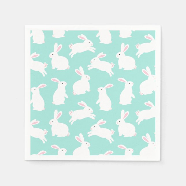 Vår White Bunnies Mönster Pappersservett (Framsidan)