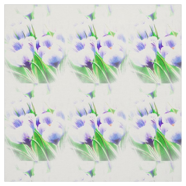Vår White Crocus Tyg (Provkarta)