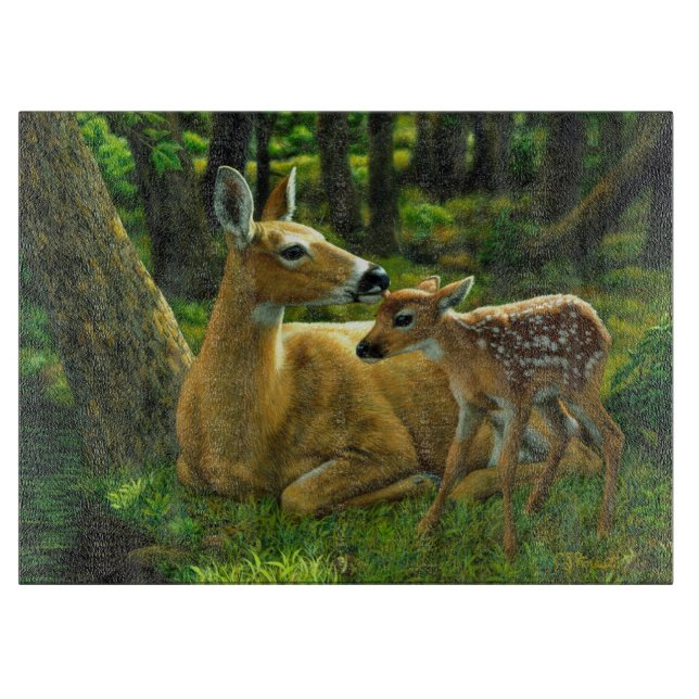 Vår Whitetail Fawn och Mor Hjort (Framsidan)