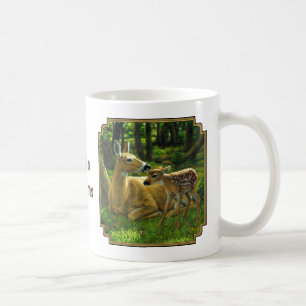 Vår Whitetail Fawn och Mor Hjort Kaffemugg