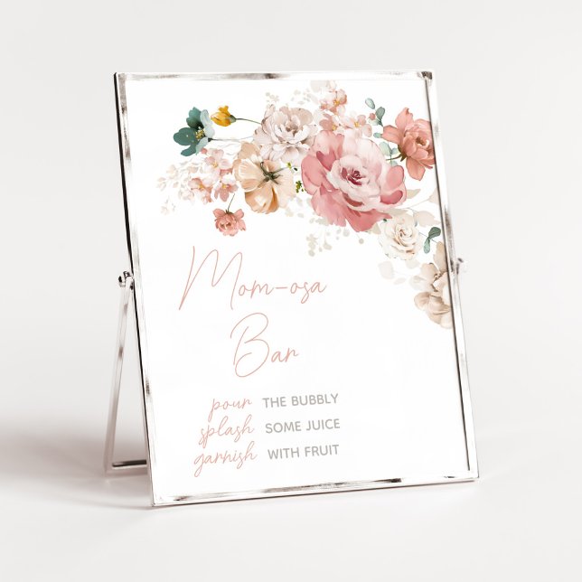 Vår WildblomBaby Shower Mamma Osa Pub Poster (Summer Floral Baby Shower Mom Osa Bar Sign)