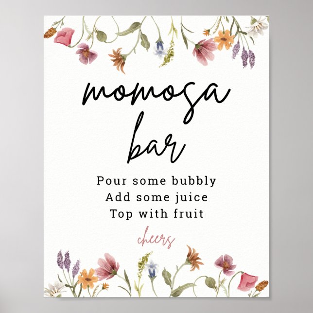 Vår WildblomBaby Shower Momosa Pub-tecken Poster (Framsidan)