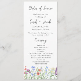 Vår WildblomBoho Garden Wedding Programme Program