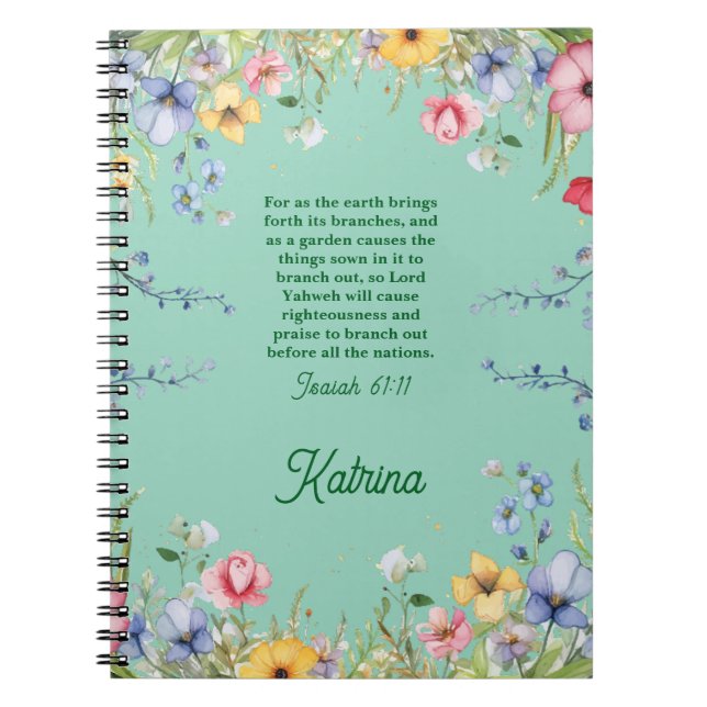 Vår WildblomGarden Bible Verse Personlig Anteckningsbok (Framsidan)