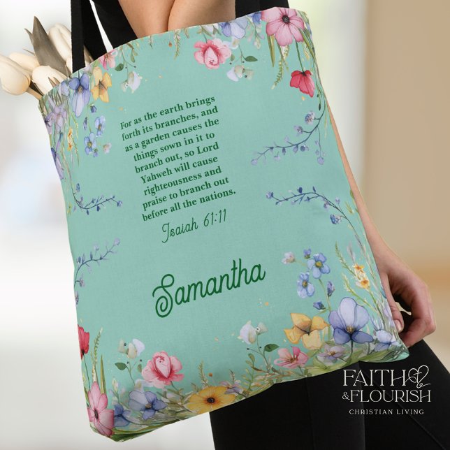 Vår WildblomGarden Bible Verse Personlig Tygkasse (Skapare uppladdad)
