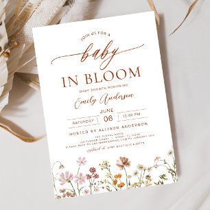 Vår Wildblomma Baby i Bloom Baby Shower Inbjudningar