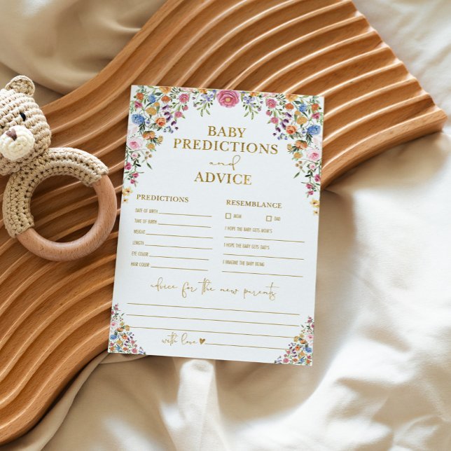 Vår Wildblomma Baby Predications & Advice Card Inbjudningar (Skapare uppladdad)