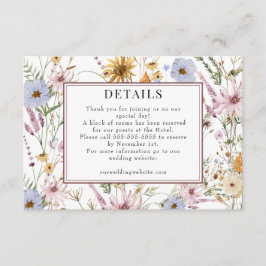 Vår Wildblomma | Boho Chic Bröllop | Information Tilläggskort