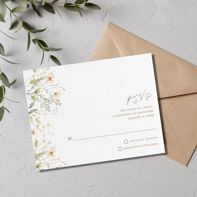 Vår Wildblomma Bröllop OSA Kort (Spring Wildflowers Wedding RSVP Card)