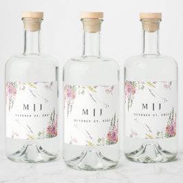 Vår Wildblomma Bröllop Spritflaskor Etikett