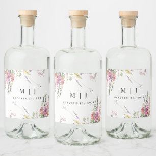 Vår Wildblomma Bröllop Spritflaskor Etikett