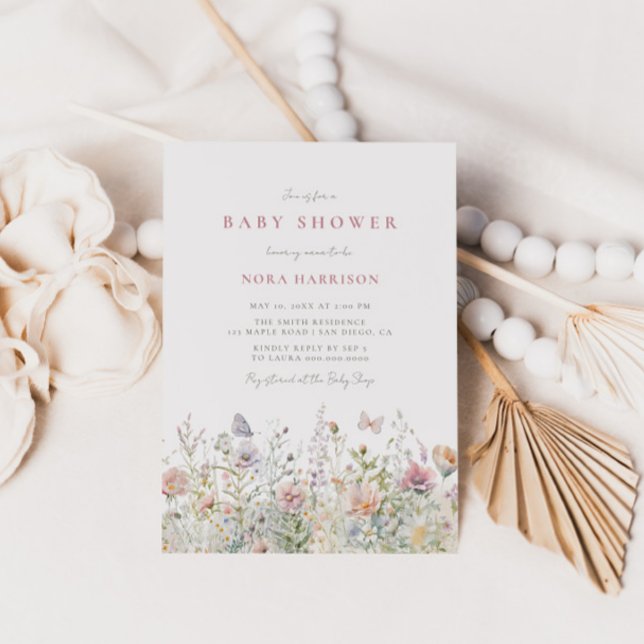 Vår Wildblomma Fält Baby Shower Inbjudningar (Skapare uppladdad)
