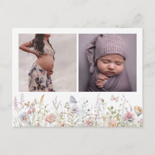 Vår Wildblomma Fält Baby Shower Tack Vykort