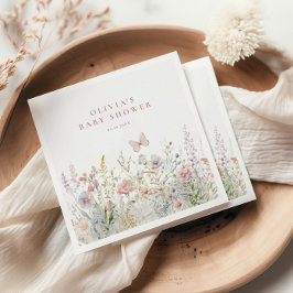 Vår Wildblomma Fält Butterfly Baby Shower Pappersservett