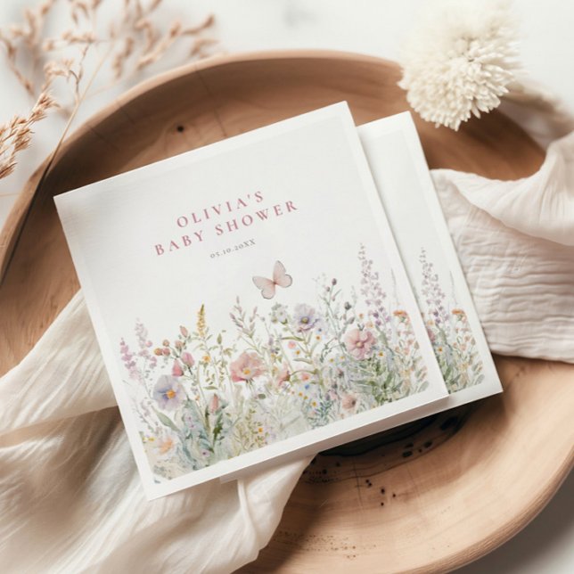 Vår Wildblomma Fält Butterfly Baby Shower Pappersservett (Skapare uppladdad)