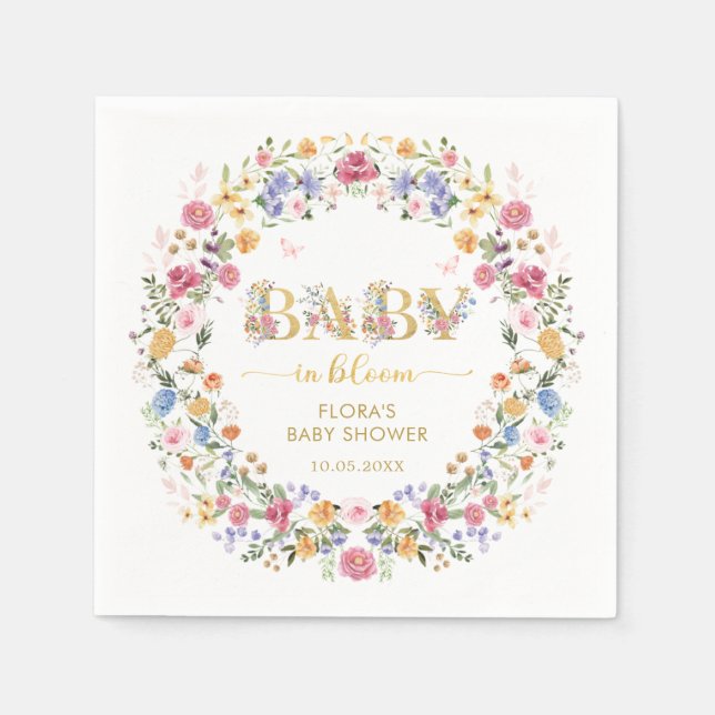 Vår Wildblomma Garden WandeGirl Baby i Bloom Pappersservett (Framsidan)