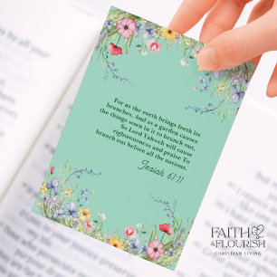 Vår Wildblomma Garland Bible Scripture Bookmark Rådkort